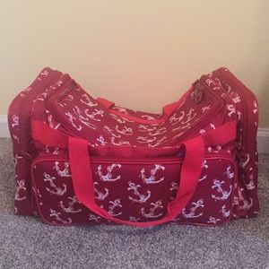 Red Anchor Patterned Duffle Bag